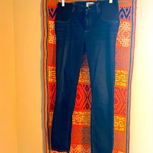 Paige Denim straight leg maternity jeans with side panels. Size 30.